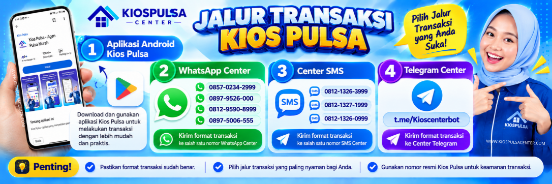 Jalur Transaksi Kios Pulsa melalui Aplikasi Android, WhatsApp, SMS, dan Telegram