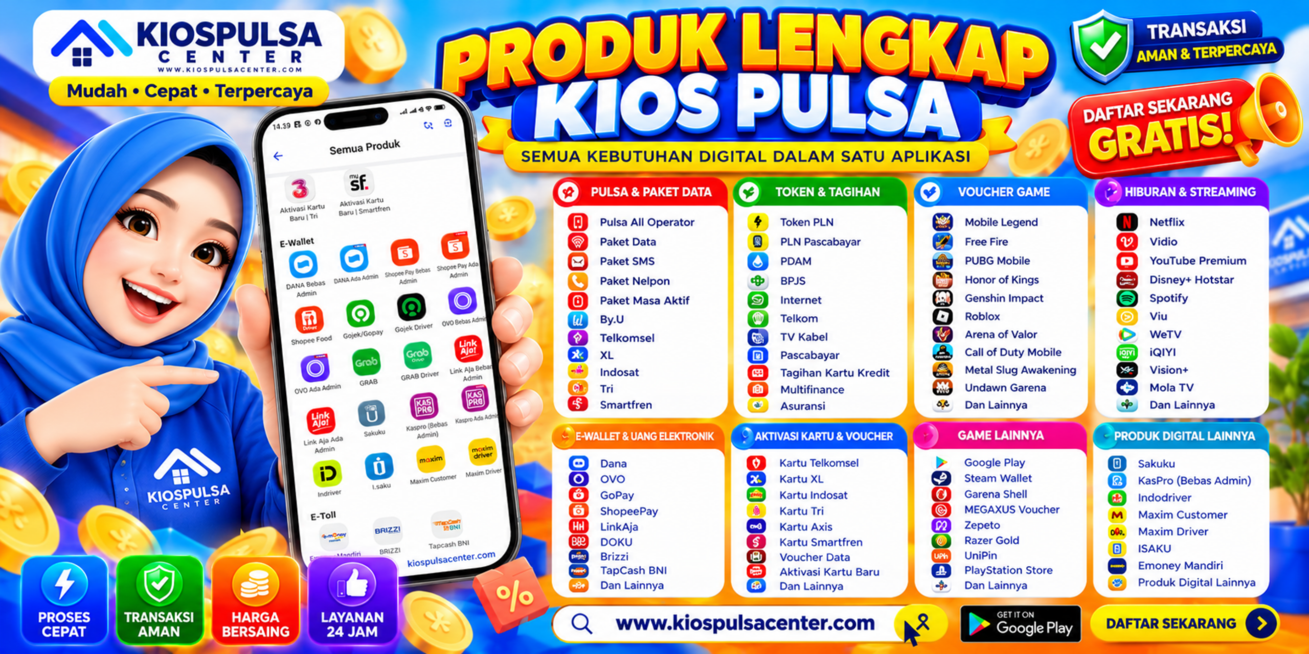 Produk lengkap Kios Pulsa dalam satu aplikasi