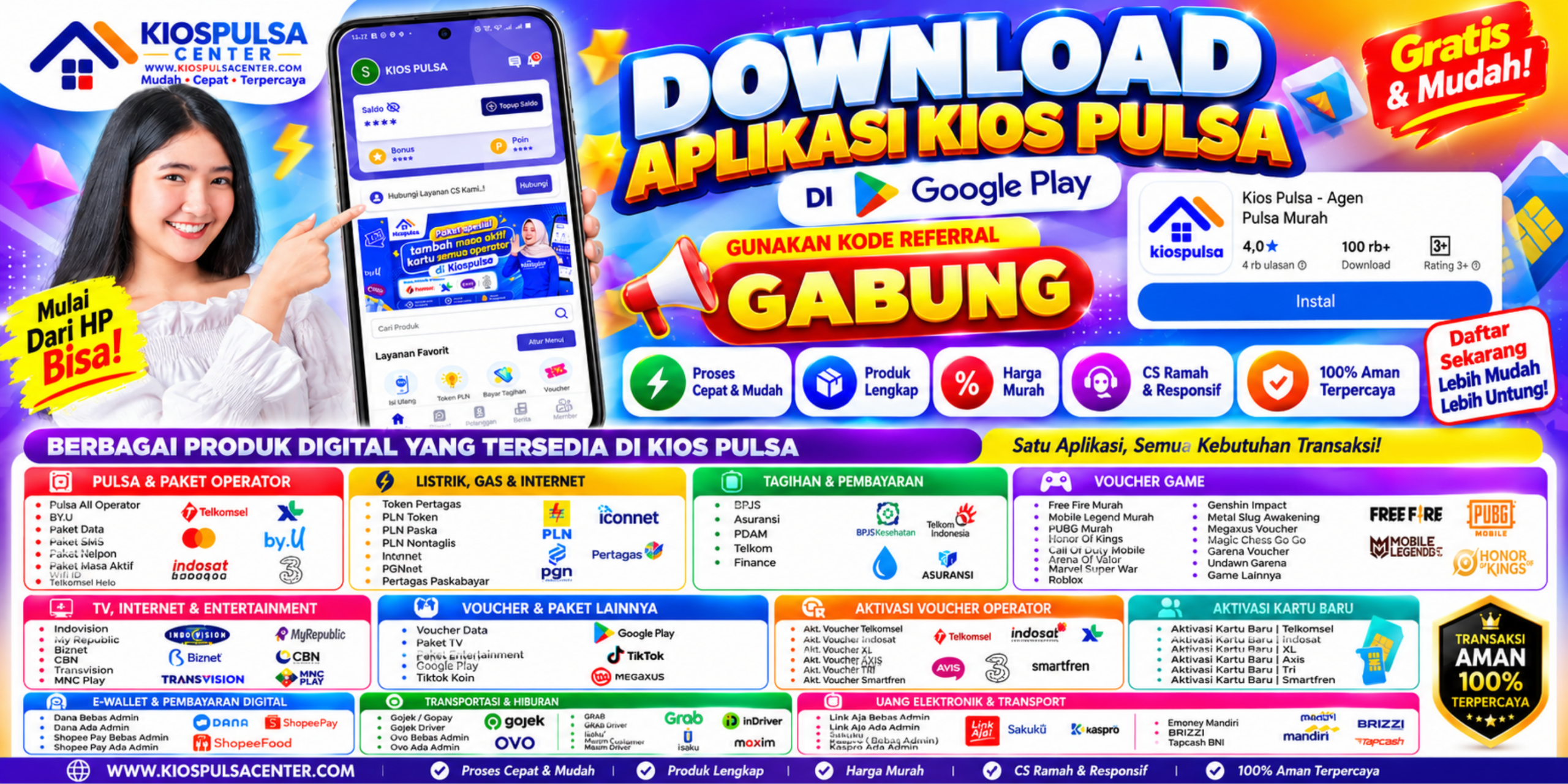Download aplikasi Kios Pulsa di Play Store dengan kode referral GABUNG