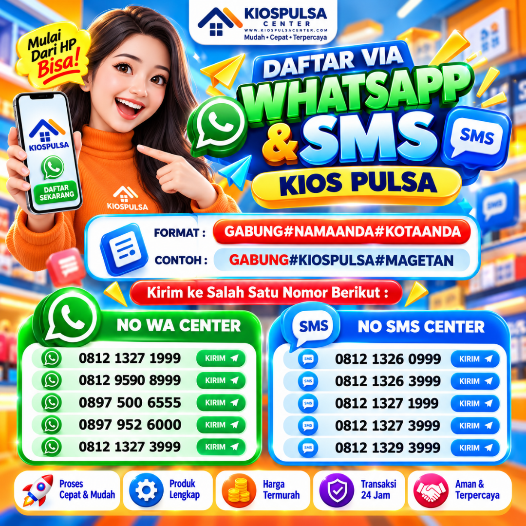 Cara daftar agen pulsa Kios Pulsa Center via WhatsApp dan SMS