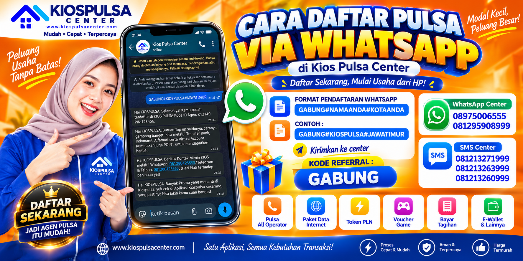 Cara Daftar Pulsa via WhatsApp di Kios Pulsa Center