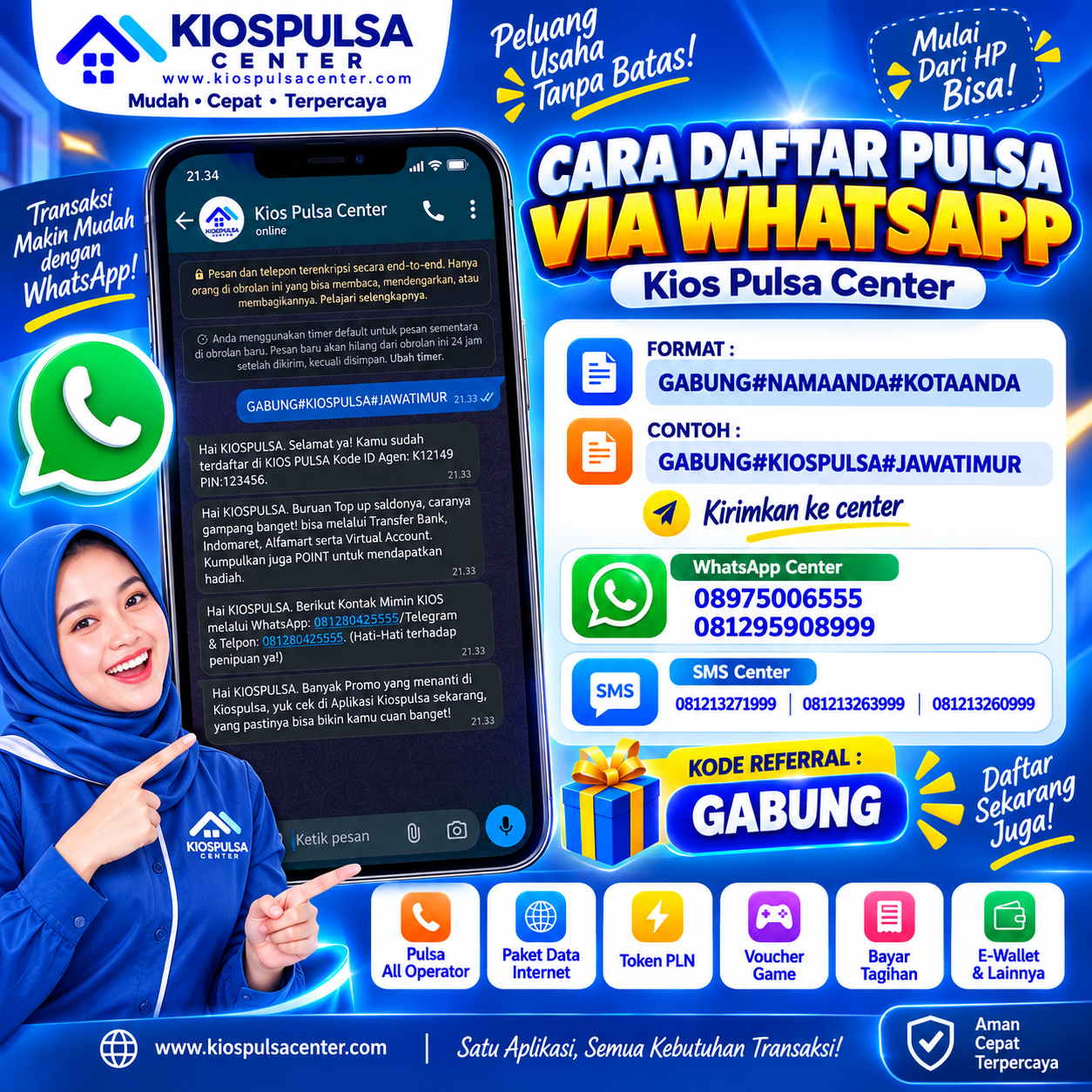 Panduan daftar pulsa via WhatsApp di Kios Pulsa