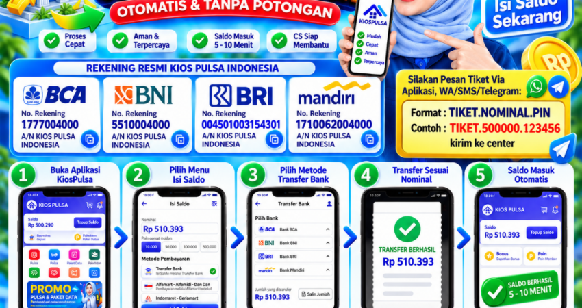 Cara deposit Kios Pulsa via aplikasi dan transfer bank untuk pengisian saldo agen