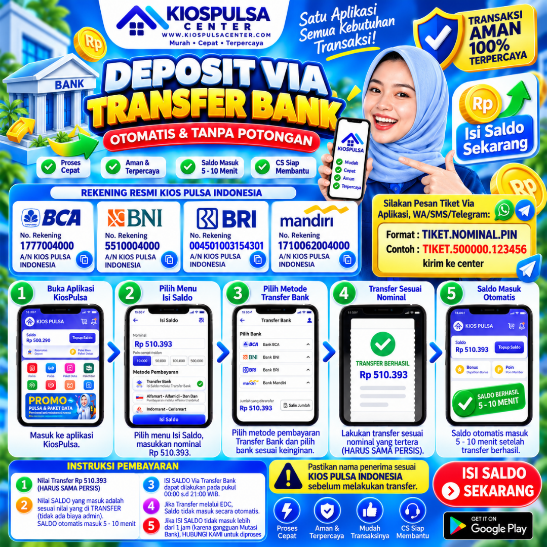 Deposit Kios Pulsa Via Transfer Bank